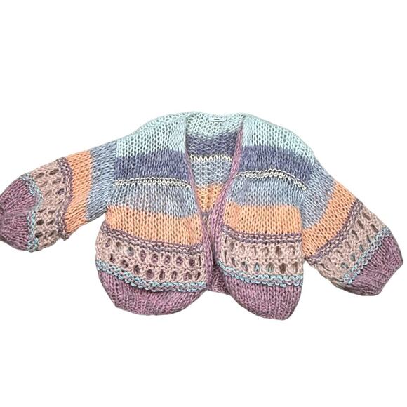 MAIAMI Mohair Stripes Galore Bomber Cardigan Pink Melange XS - Picture 9 of 11